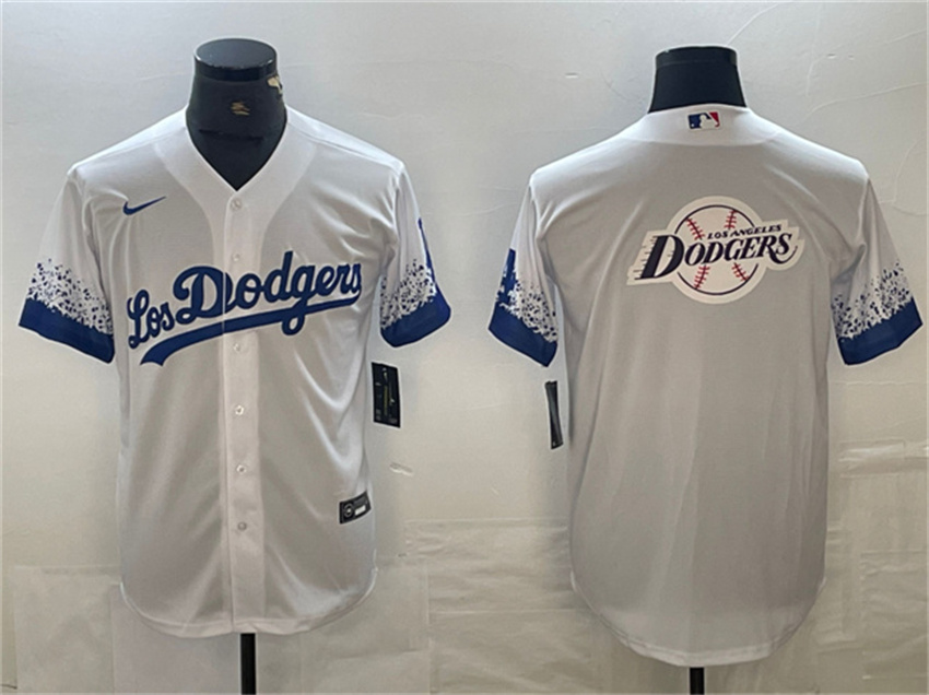 Men's White Los Angeles Dodgers Team Big Logo City Connect Cool Base Stitched Baseball Jersey
